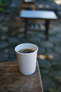 Close-up of coffee on table