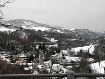 Scenic view of mountains against sky during winter