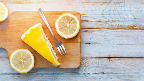 High angle view of fruits on table