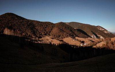 Scenic view of mountains against clear sky