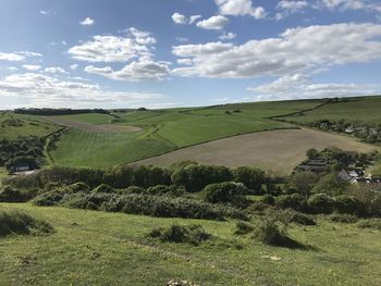 Scenic view of land against sky