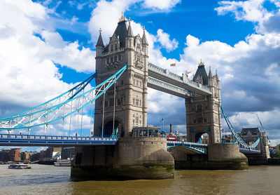 Low angle view of suspension bridge