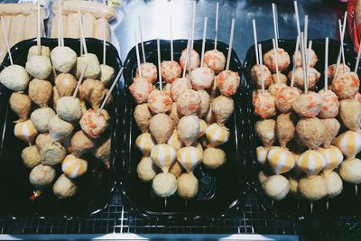 High angle view of vegetables for sale in market