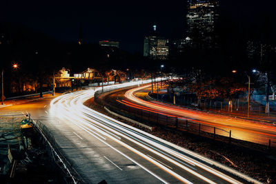 Traffic on road at night