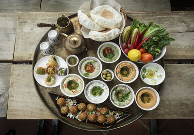 High angle view of food on table