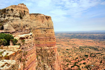 Rock formations on landscape against sky