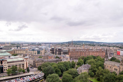 High angle view of buildings in city