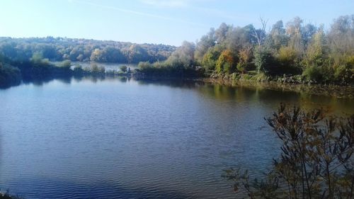 Scenic view of lake against sky