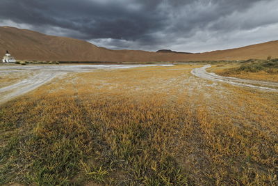 1104 sumu jaran lakebed among the badain jaran desert sand dunes. inner mongolia-china.