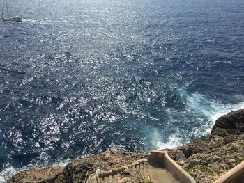 High angle view of sea waves