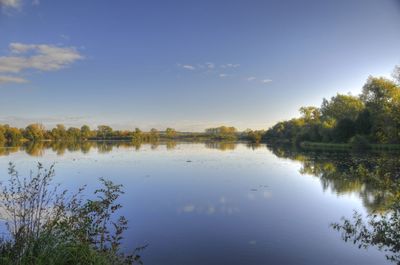Scenic view of lake against sky
