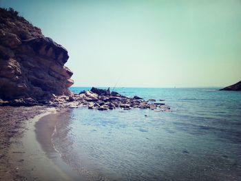 Scenic view of sea against clear sky