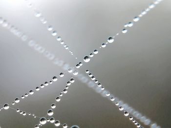 Close-up of water drops on metal