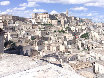 High angle view of buildings in city