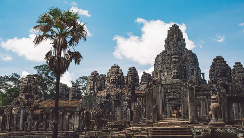 Low angle view of temple building against sky