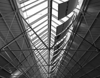 Low angle view of skylight in building