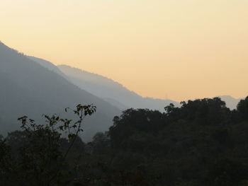 Scenic view of mountains against clear sky