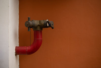 Close-up of pipe on wall