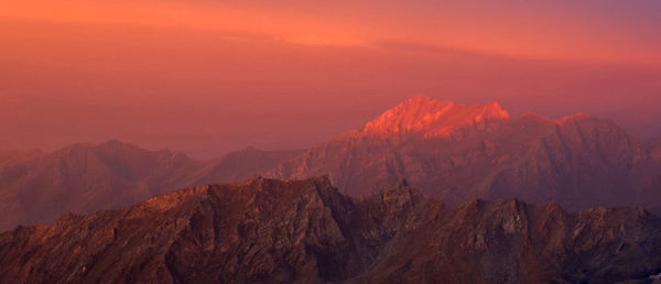 Panoramic view of mountain range against sky