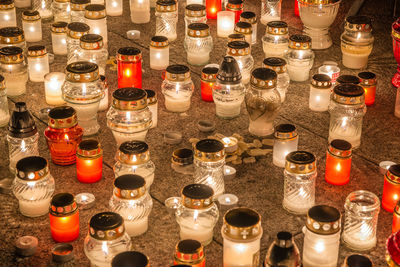 High angle view of candles