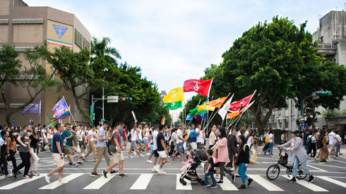 Group of people on city street