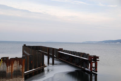 Scenic view of sea against cloudy sky