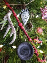 Close-up of christmas decoration hanging on tree