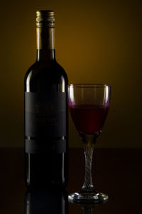 Close-up of beer glass bottle