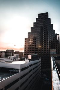 View of city at sunset