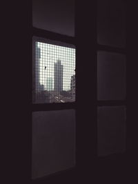 View of building through window