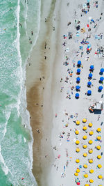 High angle view of people on beach