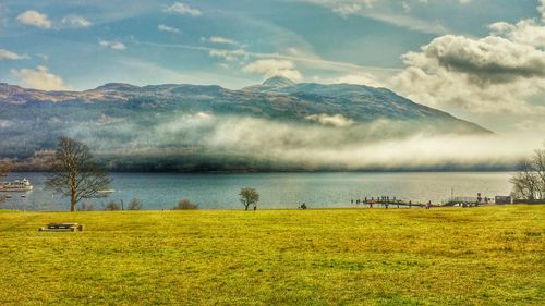 Scenic view of lake against sky