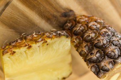 High angle view of pineapple on table