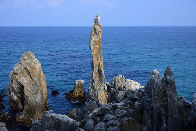 Scenic view of sea against clear sky