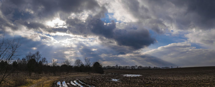 Panoramic view of field against sky