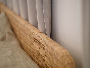Close-up of white curtain at home