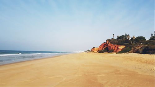 Scenic view of beach against clear sky