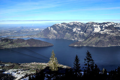 Aerial view of city against sky