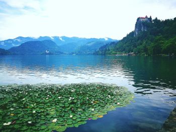 Scenic view of lake against sky