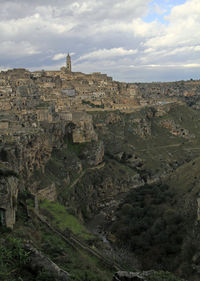 Matera, italy, on a day with dramatic sky