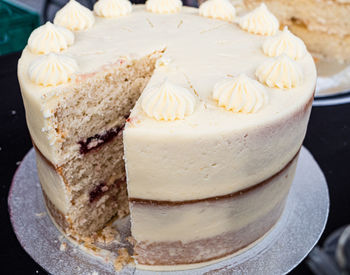 Close-up of cake in plate on table