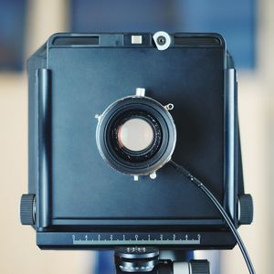 Close-up of old-fashioned camera