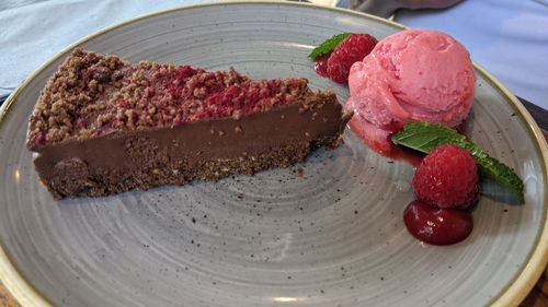 Close-up of cake in plate