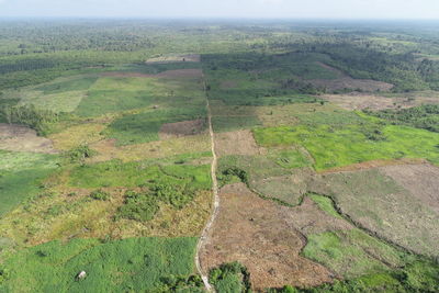 High angle view of land