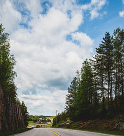 Country road leading through village