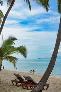 Scenic view of beach against sky