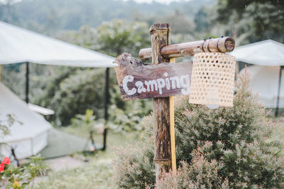 Information sign on field