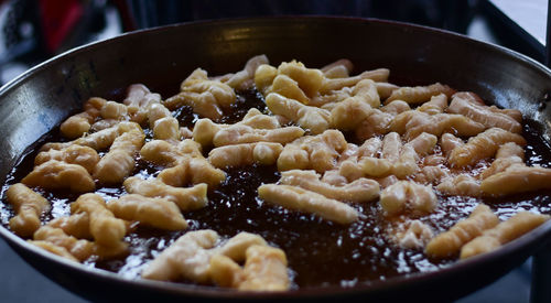 Close-up of food in cooking pan