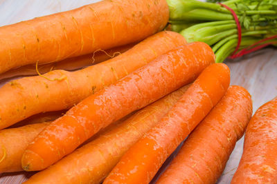 Fresh, raw, organic, bio, orange carrots. healthy vegan vegetarian vegetable food