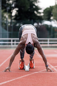 Full length of man running